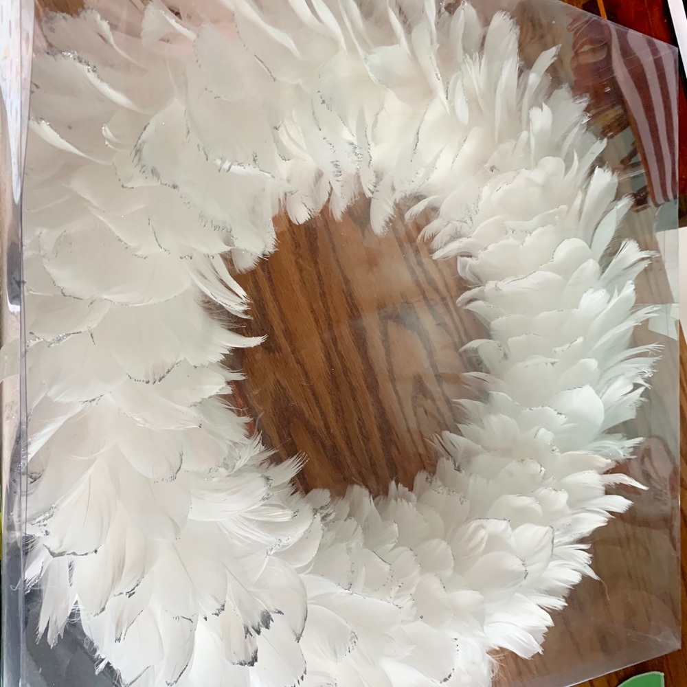White and Silver Feather Wreath